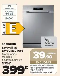 Carrefour Samsung lavavajillas dw60m6040fs oferta