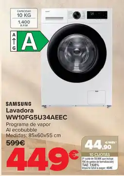 Carrefour Samsung lavadora ww10fg5u34aec oferta