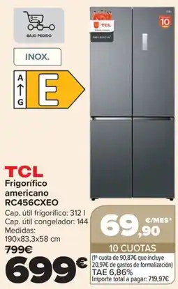 Carrefour Tcl frigorífico americano rc456cxeo oferta