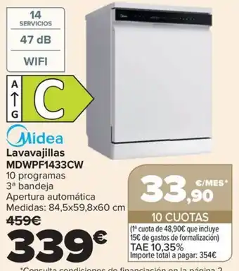 Midea lavavajillas mdwpf1433cw