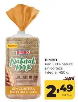 Alimerka Bimbo - pan 100% natural sin corteza integral oferta