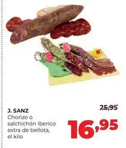 Alimerka J. sanz - chorizo o salchichon iberico extra de bellota oferta