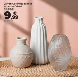 Carrefour Jarrón Cerámica Blanca o Jarrón Cristal oferta