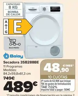 Carrefour Balay secadora 3sb288be oferta