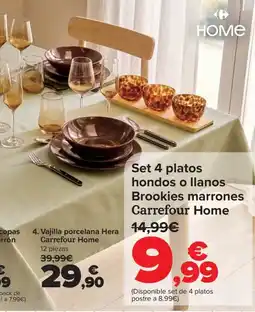 Carrefour Carrefour Home set 4 platos hondos o llanos Brookies marrones oferta