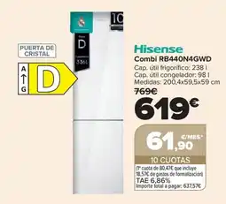 Carrefour Hisense Combi RB440N4GWD oferta