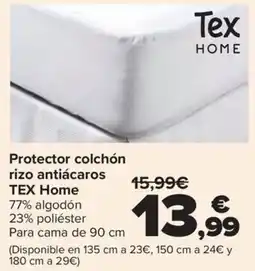 Carrefour Tex Home protector colchón rizo antiácaros oferta