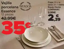 Carrefour Bidasoa vajilla porcelana essence oferta