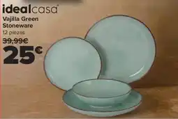 Carrefour idealcasa Vajilla Green Stoneware oferta