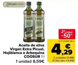 Carrefour Express Coosur aceite de oliva virgen extra picual, hojiblanca o arbequina oferta