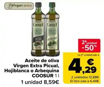 Coosur aceite de oliva virgen extra picual, hojiblanca o arbequina