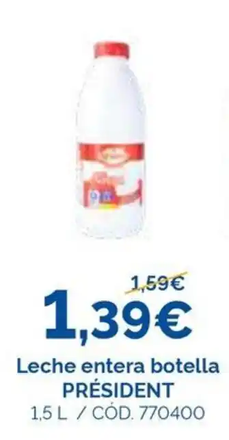 Président leche entera botella