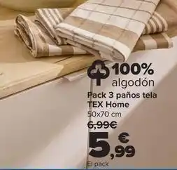 Carrefour Tex home - pack 3 paños tela oferta
