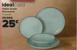 Carrefour Idealcasa - vajilla green stoneware oferta