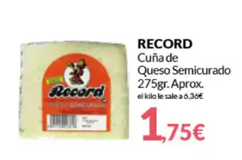 PrimaPrix Record Cuña de Queso Semicurado 275gr. Aprox. oferta