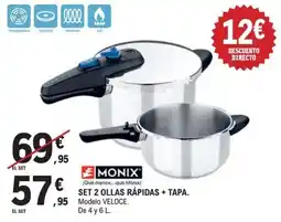 E.Leclerc Monix set 2 ollas rápidas + tapa oferta