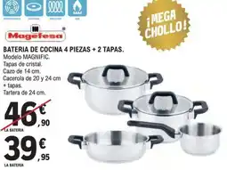 E.Leclerc Magefesa batería de cocina 4 piezas + 2 tapas oferta