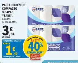 E.Leclerc Sabe papel higiénico compacto oferta