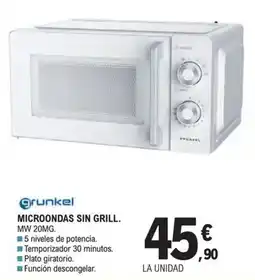 E.Leclerc grunkel microondas sin grill. mw 20mg. oferta