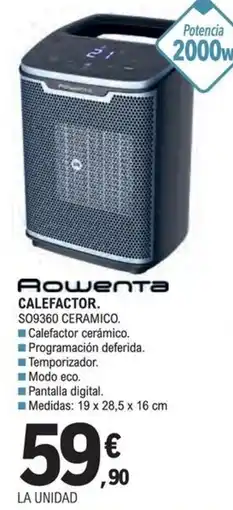 E.Leclerc Rowenta calefactor ceramico so9360 oferta