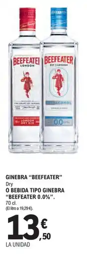 E.Leclerc Beefeater ginebra dry o bebida tipo ginebra 0.0% oferta