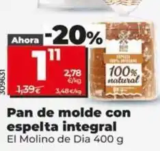 Dia El molino de dia - pan de molde con espelta integral oferta