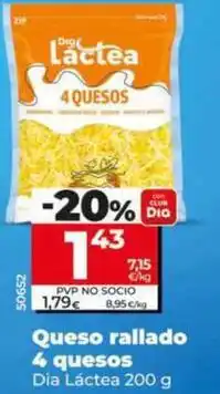 Dia Dia lactea - queso rallado 4 quesos oferta