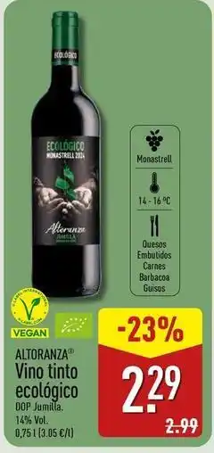 ALDI Jumilla - vino tinto ecologico oferta