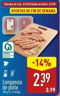 ALDI Longaniza de pollo oferta