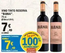 E.Leclerc Bianai - vino tinto reserva oferta