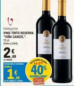 E.Leclerc Vina cancel - vino tinto reserva oferta