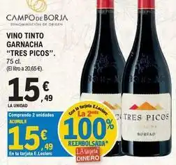 E.Leclerc Tres picos - vino tinto garnacha oferta