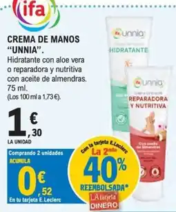 E.Leclerc ifa crema de manos unnia oferta