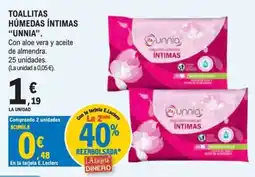 E.Leclerc Unnia toallitas húmedas íntimas oferta