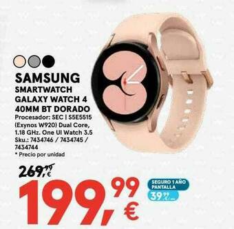Worten Samsung Smartwatch Galaxy Watch 4 40mm Bt Dorado oferta