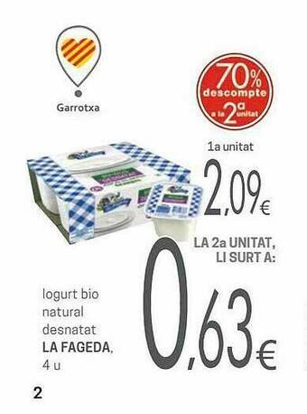Valvi Supermercats Iogurt Bio Natural Desnatat La Fageda oferta
