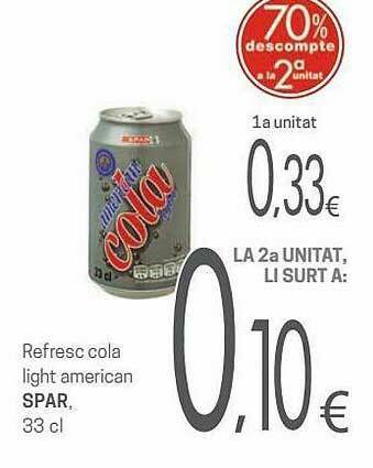 Valvi Supermercats Refresc Cola Light American Spar oferta