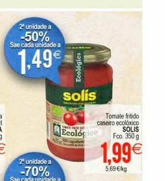Plenus Supermercados Tomate Fritido Caseiro Ecolóxico Solis oferta