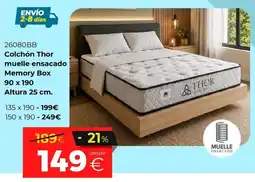 Ahorro Total Thor colchón muelle ensacado memory box oferta