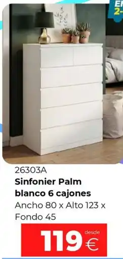 Ahorro Total Sinfonier Palm blanco 6 cajones oferta