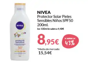 PrimaPrix Nivea Protector Solar Pieles Sensibles Niños SPF50 200ml oferta