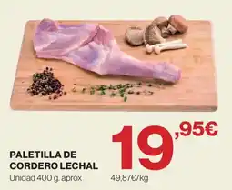 El Corte Inglés Paletilla de cordero lechal oferta