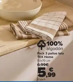 Carrefour Pack 3 paños tela tex home oferta