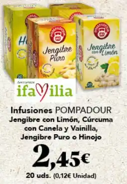 Gadis Infusiones POMPADOUR Jengibre con Limón, Cúrcuma con Canela y Vainilla, Jengibre Puro o Hinojo oferta
