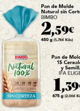 Gadis Bimbo pan de molde natural sin corteza oferta