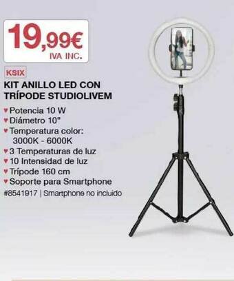 Costco Ksix Kit Anillo Led Con Trípode Studiolivem oferta