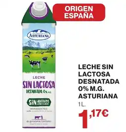 Supercor Asturiana leche sin lactosa desnatada 0% m.g. oferta