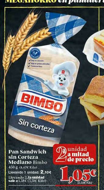 Gadis Pan Sandwich Sin Corteza Mediano Bimbo oferta