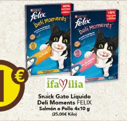 Gadis Felix snacks gato liquido Deli Moments salmon o pollo oferta