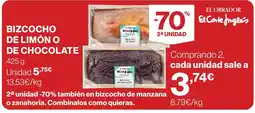 Supercor El Obrador bizcocho de limón o de chocolate oferta